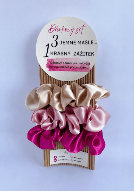 Dárkový set s poukazem na malování hennou a saténovými scrunchie